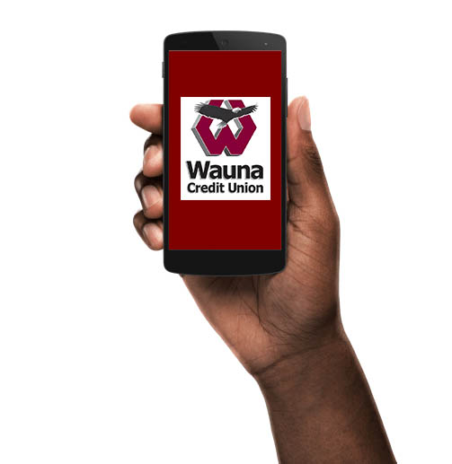 Phone with Wauna mobile banking app