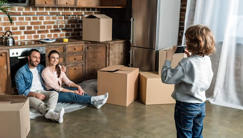 family in new home